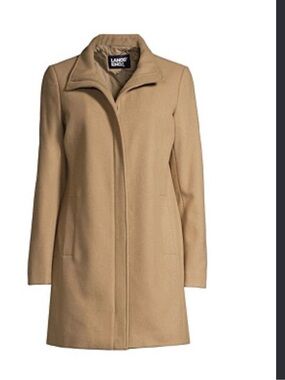 Lands' End Women's Plus size 22 Camel Wool-Blend Coat, GUC